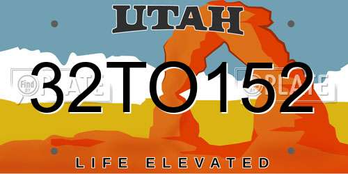 32TO152 Utah License Plate