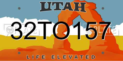 32TO157 Utah License Plate