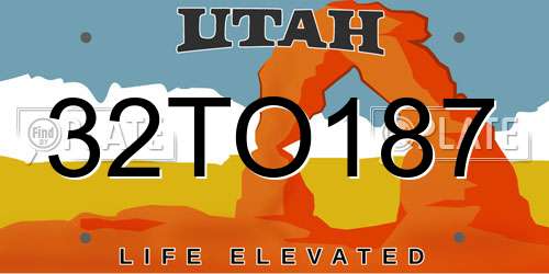 32TO187 Utah License Plate