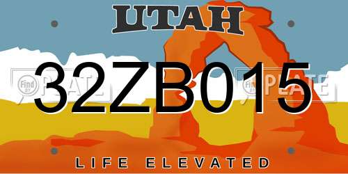 32ZB015 Utah License Plate