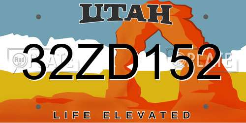 32ZD152 Utah License Plate