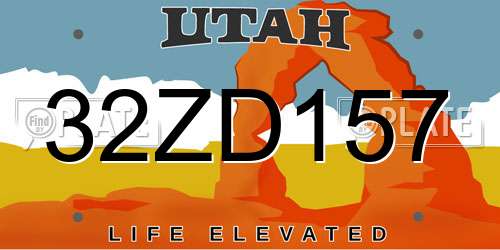 32ZD157 Utah License Plate