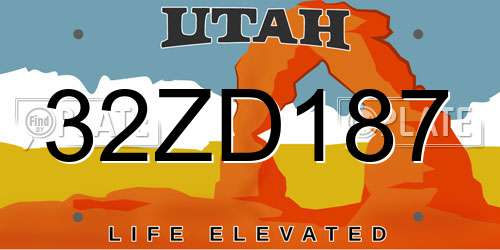 32ZD187 Utah License Plate