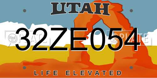 32ZE054 Utah License Plate