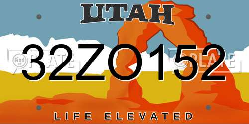 32ZO152 Utah License Plate