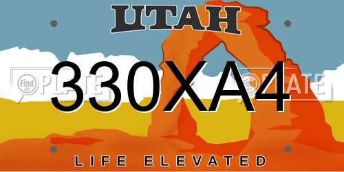 330XA4 Utah License Plate