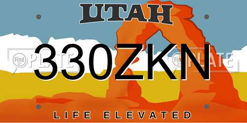 330ZKN Utah License Plate