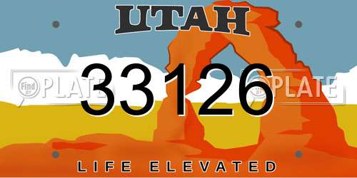 33126 Utah License Plate