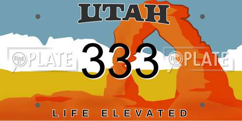 333 Utah License Plate