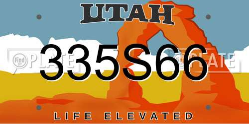 335S66 Utah License Plate