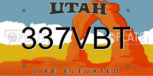 337VBT Utah License Plate