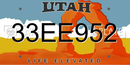 33EE952 Utah License Plate