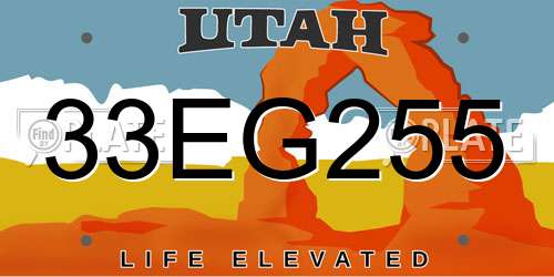 33EG255 Utah License Plate