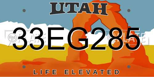 33EG285 Utah License Plate