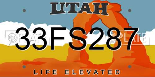 33FS287 Utah License Plate