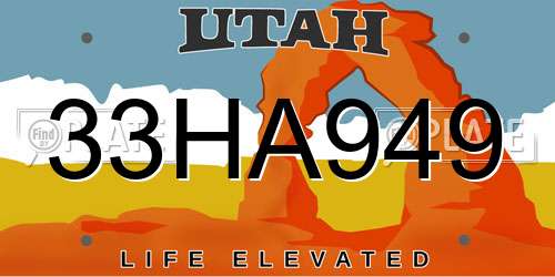 33HA949 Utah License Plate