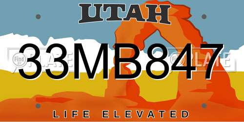 33MB847 Utah License Plate