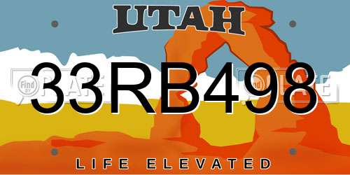 33RB498 Utah License Plate