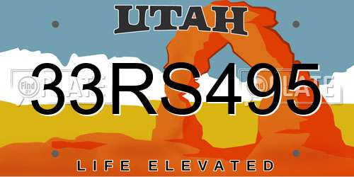 33RS495 Utah License Plate