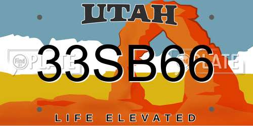 33SB66 Utah License Plate