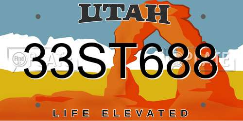 33ST688 Utah License Plate