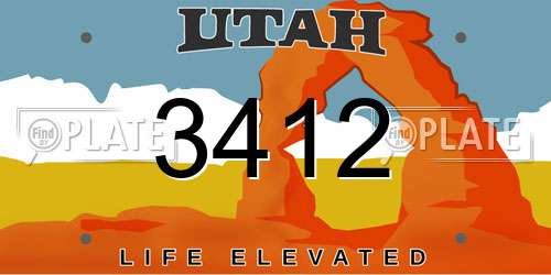 3412 Utah License Plate