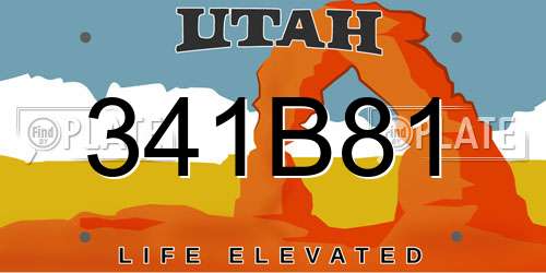 341B81 Utah License Plate