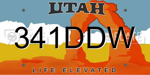 341DDW Utah License Plate