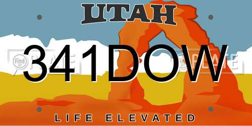 341DOW Utah License Plate