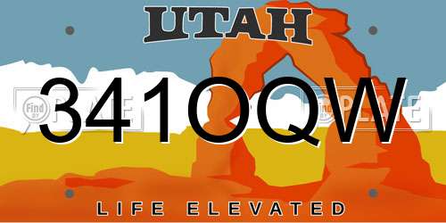 341OQW Utah License Plate