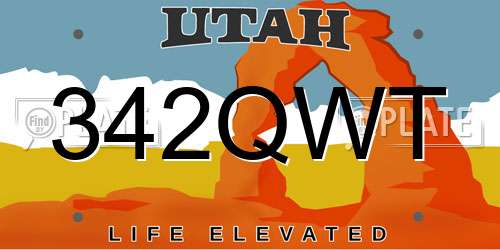 342QWT Utah License Plate