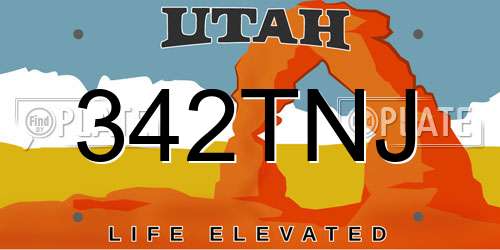 342TNJ Utah License Plate