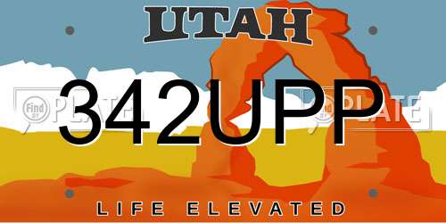 342UPP Utah License Plate