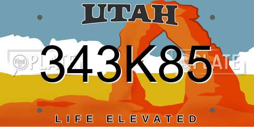 343K85 Utah License Plate