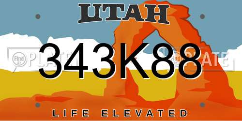 343K88 Utah License Plate