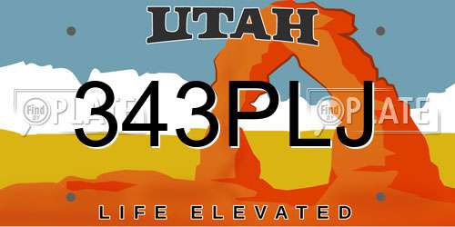 343PLJ Utah License Plate