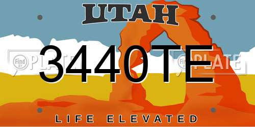 3440TE Utah License Plate