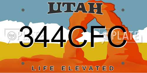 344CFC Utah License Plate