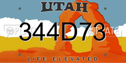 344D73 Utah License Plate