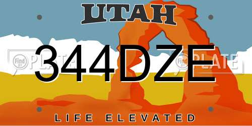344DZE Utah License Plate