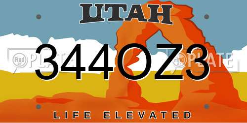 344OZ3 Utah License Plate