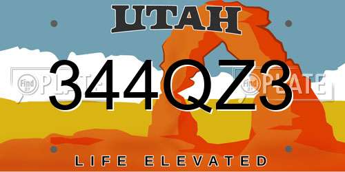 344QZ3 Utah License Plate