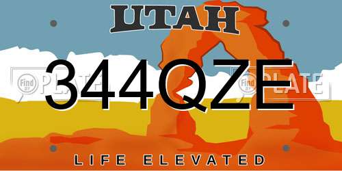 344QZE Utah License Plate