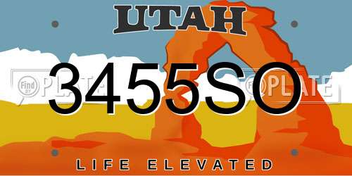 3455SO Utah License Plate
