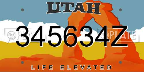 345634Z Utah License Plate