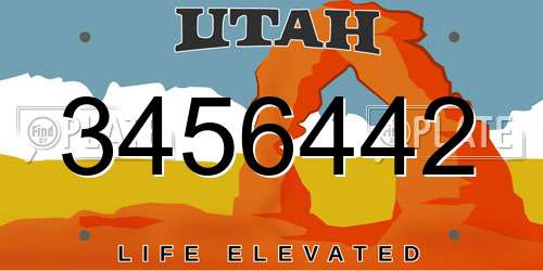 3456442 Utah License Plate