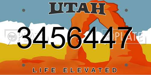 3456447 Utah License Plate