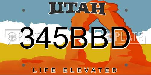345BBD Utah License Plate