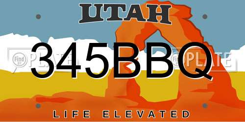 345BBQ Utah License Plate