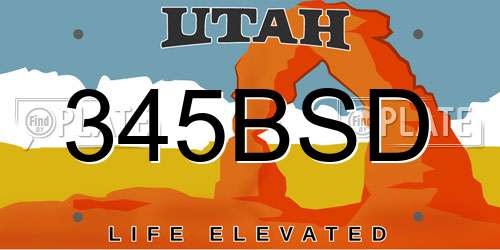 345BSD Utah License Plate